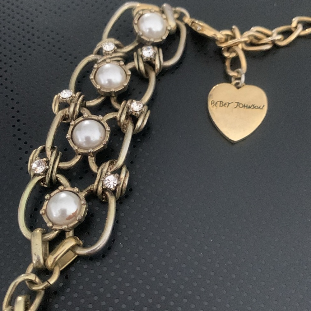 Betsey Johnson Polka Dot Hearts and Bows Statement Necklace - Picture 4 of 5
